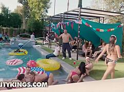 Jojo Kiss And Cali Carter Share Cock While Ember Snow Gets Poolside 3Some Pounding By Reality Kings