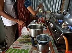 servant fucks me hard in kitchen after cooking young pussy