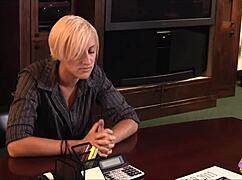 Spicy BLONDE Makes LESBIAN BOSS ORGASM with Tongue