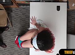 that petite brunette bends over getting rough doggystyle on shop cctv