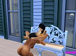 my busty neighbor sneaks over balcony to ride my huge futa cock