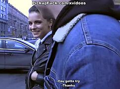 Yo, this cute college coed gives epic blowjob in pickup cash scene! 🔥😍