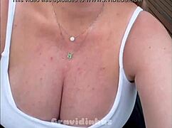 Busty Barbara's pregnant belly shows off giant cleavage