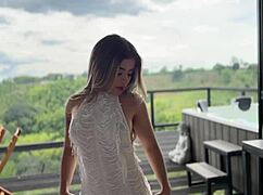 A stunning 18+ Colombian beauty takes on Nath Gomez's monster cock cowgirl outdoors shaking that ass wild! 🌴🍑🍆