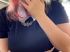 Alt girl next door milf smokes a cigarette out back casually