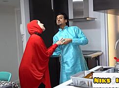 hijabi muslim whore cheats husband for hindu cock deep inside