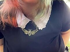 Alt girl next door milf smokes a cigarette out back casually