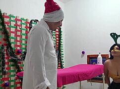 Isn't My Thick Cock Too Big for This Latina Bitch During Christmas Massage?