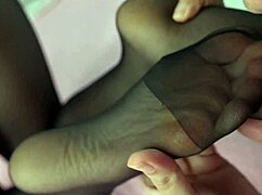 hey babe, your busty korean girlfriend in stockings gives hot footjob kiss lick toes