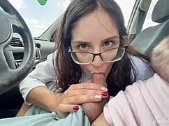 i got busted slobbering on his huge cock in the car... public deepthroat therapy 😏