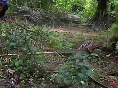 queen of white ass fucked hard in country bush by black stranger