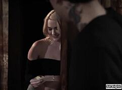 stalker tricks tall blonde into deepthroat blowjob and rough fuck