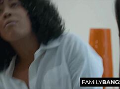 Vina Sky rims ebony stepmom Misty Stone's big ass and pussy