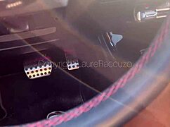 French MILF SUCKS taxi driver's COCK in public car and SWALLOWS cum