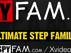 Step bro CREEPS up on tanning step sis