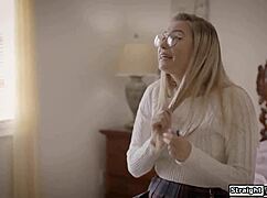 Best friend lures stepbrother to ravage blindfolded virgin stepsis in taboo threesome