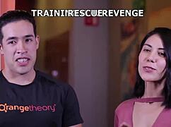 Sexy latina Gaby Meza bound as Wonder Woman in MrX BDSM bondage gag and tit torment