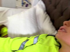 Beautiful skinny brunette teen tries first threesome with big cock blowjob and cowgirl 😍🍆💦