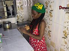 Kitchen lovers' creampie session – ever wonder what happens next in full video?