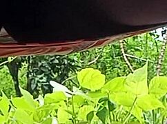 married believer pees on street in public outdoor spot as milf