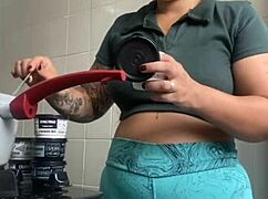 She loves flashing her swollen big pussy everywhere