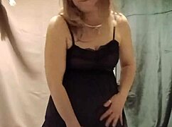 French slave masturbates solo in humiliating outdoor stockings session