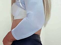 webcam transsexual crossdresser tries fresh outfit on live cam