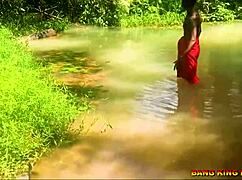 What happens when hardcore fucking hits african whore in outdoor stream?