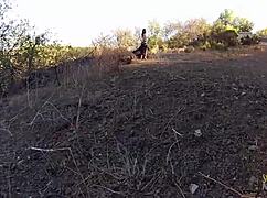 tattooed slut's pierced tits bounce as pussy gets wrecked outdoors