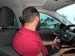 Anne Cristalli rides tight in car with Lukas Zaad's fresh milk drip.