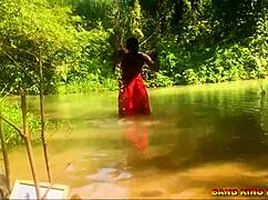 What happens when hardcore fucking hits african whore in outdoor stream?