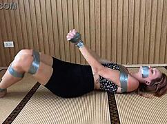 horny skinny girlfriend tied up in garage punished hard with vibrator toys