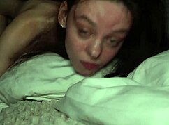 Skinny Brunette Takes Rough Doggystyle And Squirting On Bed