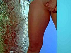 college desi teen in SEXY DRESS and SNEAKERS rams GLASS DILDO deep