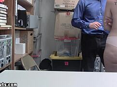 Hey dirty cop catches timid teen shoplifter and punishes her pussy on CCTV 😈🚔💦