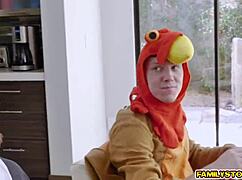 girls drop to knees sucking monster cocks before riding in wild group 4some