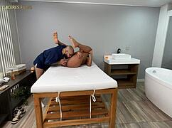 thick latina gets oily massage ending in delicious creampie on huge tits