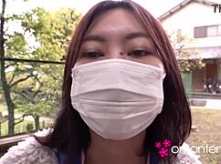 Mayumi flashes hairy pussy as exhibitionist