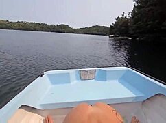 Curvy Brazilian Damiana Flashes Big Ass on Portuguese Beach Then Sucks Cock in Canoe