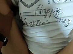 jovencita feels her shaved pussy and big natural tits bounce as lover fucks her missionary doggystyle to creampie