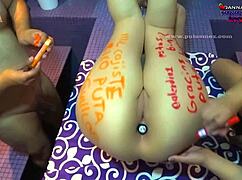 Milf Danna gets playful with friends covering her curves