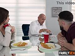 I'm the horny stepsister fucking my stepbrother behind stepdad's back