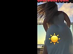 hot blonde dances sexy in see-through dress teasing everything