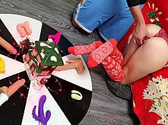 how do two thrusting dildos destroy her tight milf pussy this christmas?