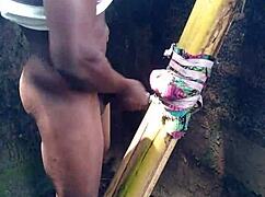 young babe drops to all fours in forest as thick cum blasts her perfect ass