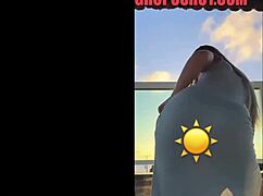 hot blonde dances sexy in see-through dress teasing everything