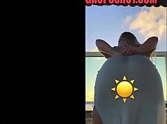 hot blonde dances sexy in see-through dress teasing everything