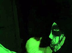 Masked wife delivers sloppy wet blowjob on monster black cock