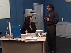 oh man, this big titty secretary uh, shes takin my bosses huge cock in every damn hole!