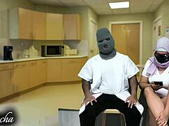 Doctor and nurse break time dirty talk leads to ass licking and pussy spreading